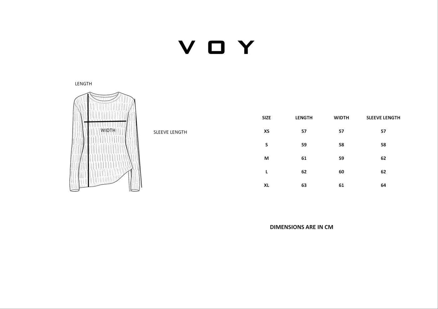 Size guide – SANDSTONE OPEN-KNIT SWEATER S26N