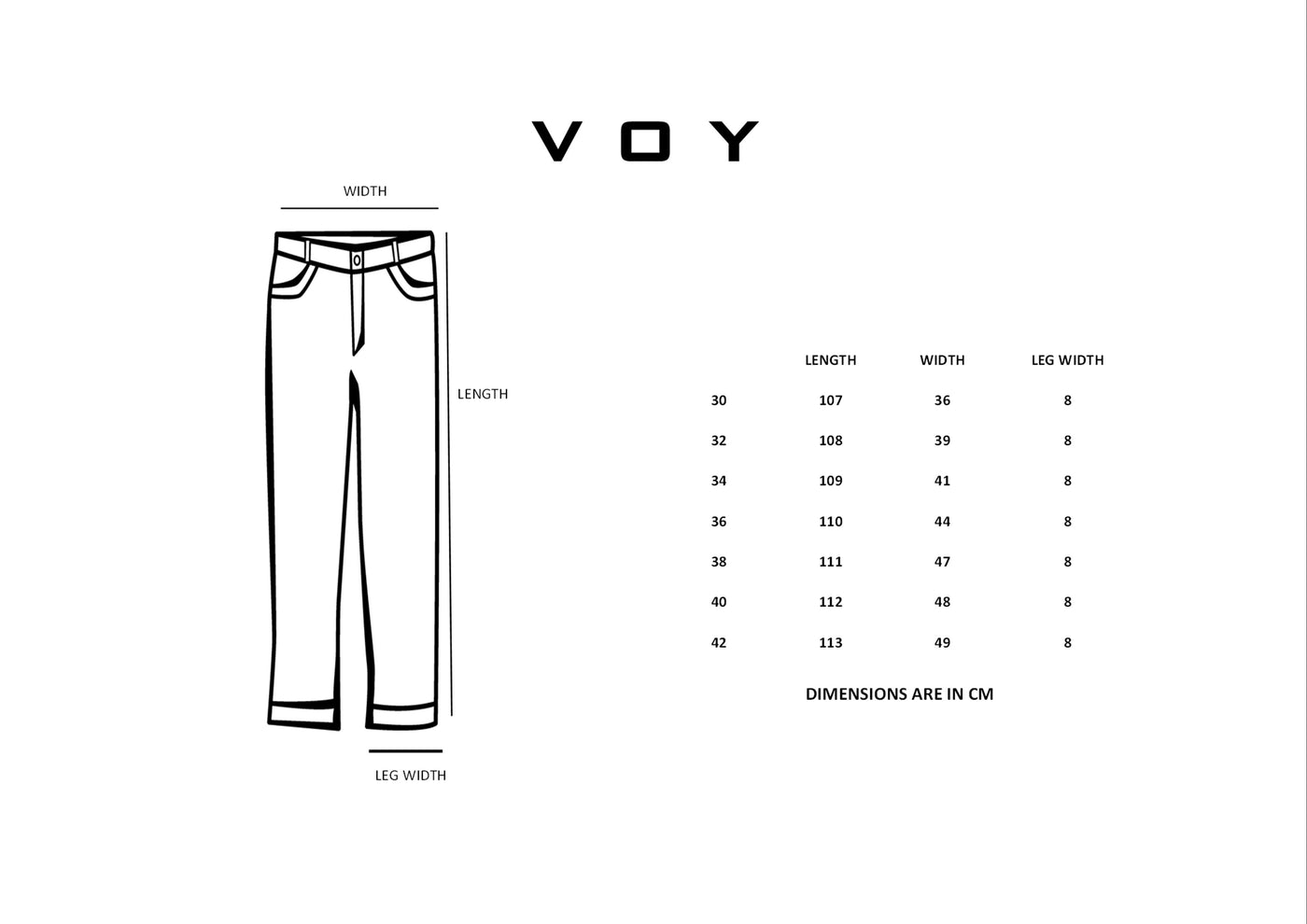 Size guide – DARK INDIGO STRAIGHT LEG DENIM JEANS S26N