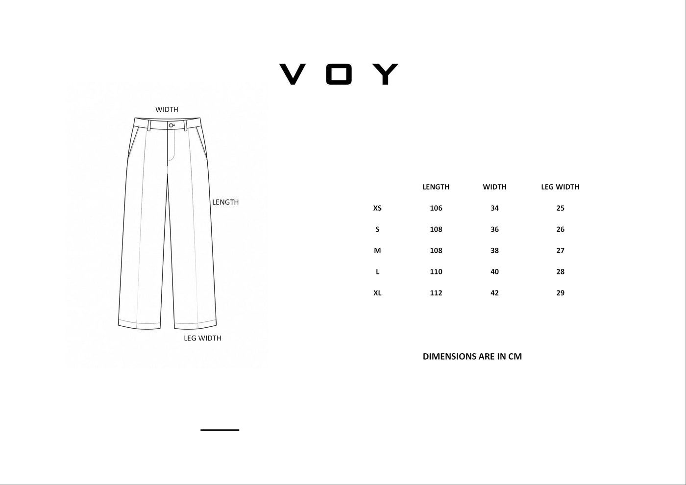 Size guide – OLIVE GROVE WIDE LEG TROUSERS S26N
